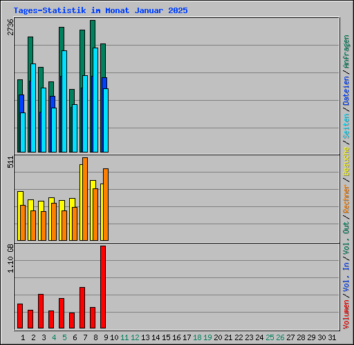 Tages-Statistik im Monat Januar 2025